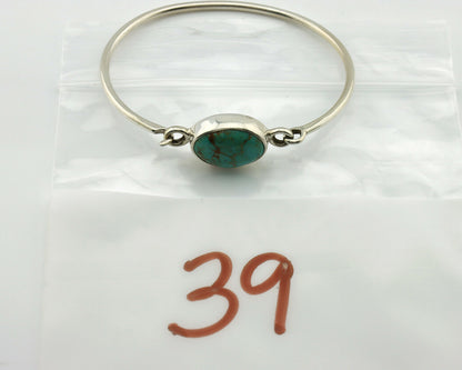 Navajo Bracelet .925 Silver Blue Arizona Turquoise Native American Artist C.90's