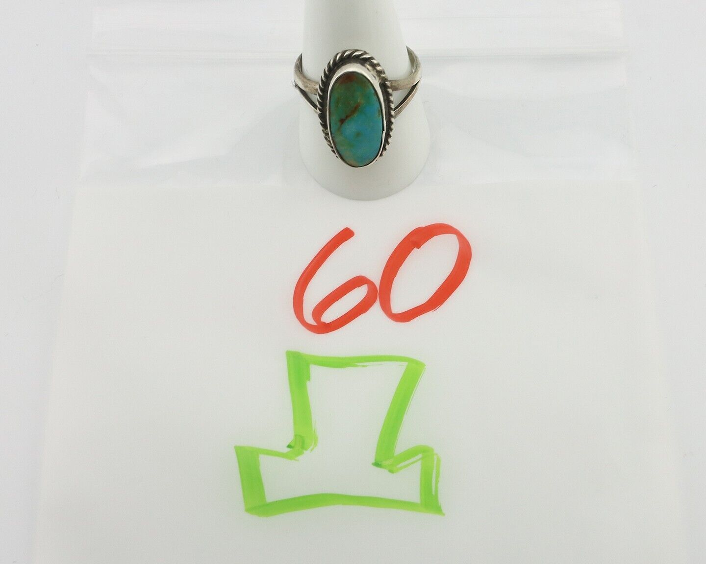 Navajo Ring 925 Silver Natural Blue Kingman Turquoise Native Artist C.80's