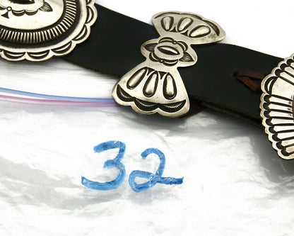 Navajo Concho Belt .925 Silver Hand Stamped Signed Rick Martinez Circa 80's