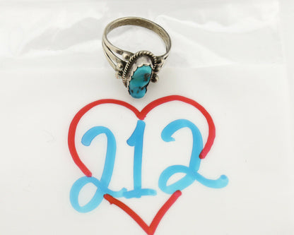 Navajo Ring .925 Silver Sleeping Beauty Turquoise Native Artist C.1980's