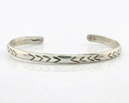 Navajo Bracelet .925 Silver Hand Stamped Arrow Head Artist Signed Montoya C.80's