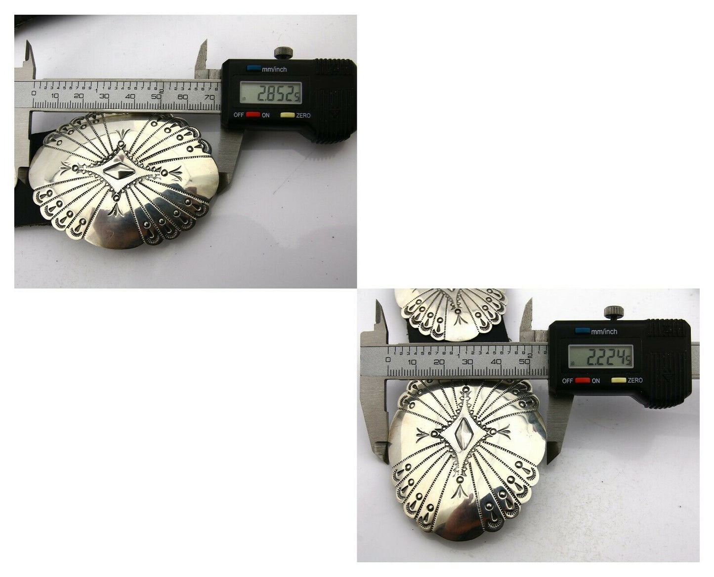 Navajo Concho Belt .925 Silver Hand Stamped Artist BB C.80's