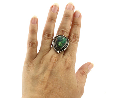 Navajo Ring 925 Silver Bisbee Turquoise Native American Artist C.1980's