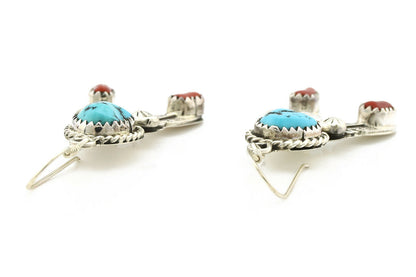 Navajo Earrings .925 Silver Blue Nugget Turquoise Artist Signed Running Bear C80