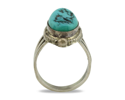 Navajo Ring .925 Silver Blue Turquoise Artist Signed S King C.1980's