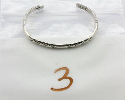 Navajo Bracelet .925 Silver Hand Stamped Arrow Head Artist I Montoya C.80's