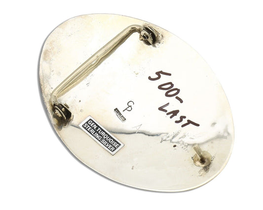 Navajo Belt Buckle 925 Silver Handmade Chip Inlay Artist Signed CP C.80s