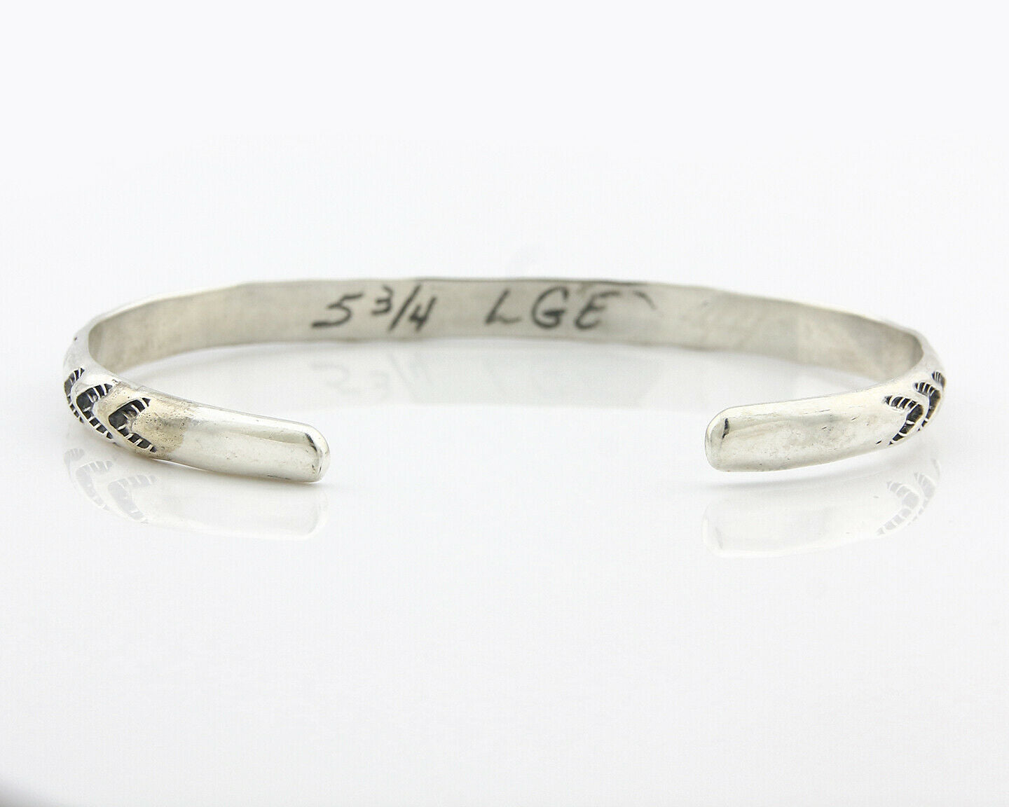 Navajo Bracelet .925 Silver Hand Stamped Arrow Head Artist I Montoya C.80's