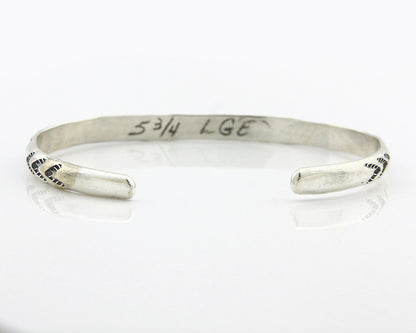 Navajo Bracelet .925 Silver Hand Stamped Arrow Head Artist I Montoya C.80's
