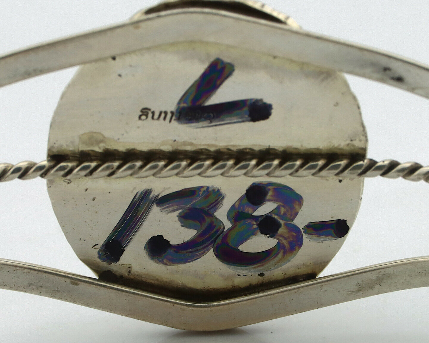 Navajo Bracelet .925 Silver White Sea Shell Native American Artist C.90's