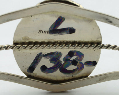 Navajo Bracelet .925 Silver White Sea Shell Native American Artist C.90's