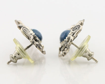 Navajo Earrings 925 Silver Natural Mined Denim Lapis Native American Artist C90s