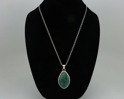 Navajo Pendant .925 Silver Spiderweb Turquoise Native American C.80's