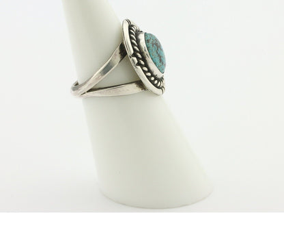 Navajo Handmade Ring .925 Silver Blue Diamond Turquoise Native Artist C.80's
