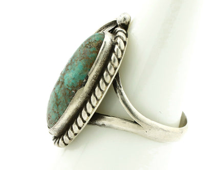 Navajo Ring .925 Silver Turquoise Mountain Signed Artist Apache C.80's