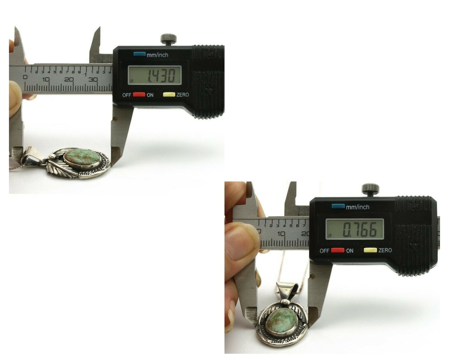 Navajo Kingman Turquoise Pendant .925 Silver Artist Signed Sunrise C.80's