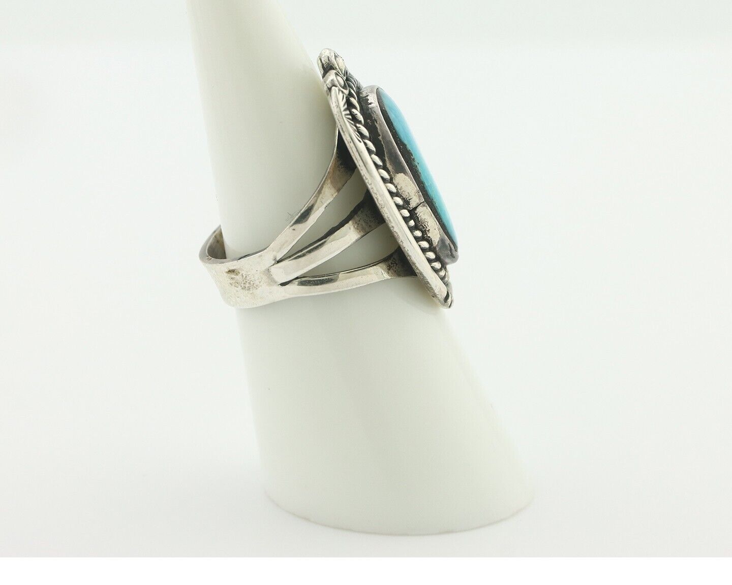 Navajo Ring .925 Silver Natural Blue Turquoise Native American Artist C.80's