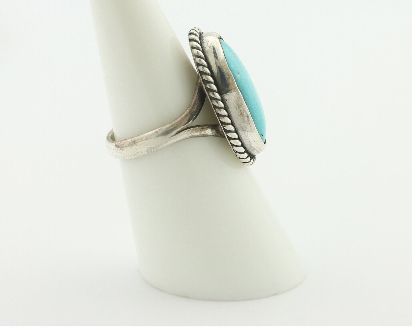 Navajo Ring .925 Silver Natural Blue Turquoise Native American Artist C.80's
