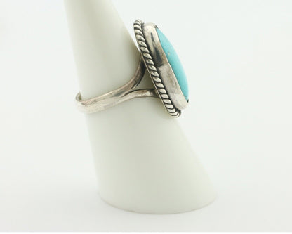 Navajo Ring .925 Silver Natural Blue Turquoise Native American Artist C.80's