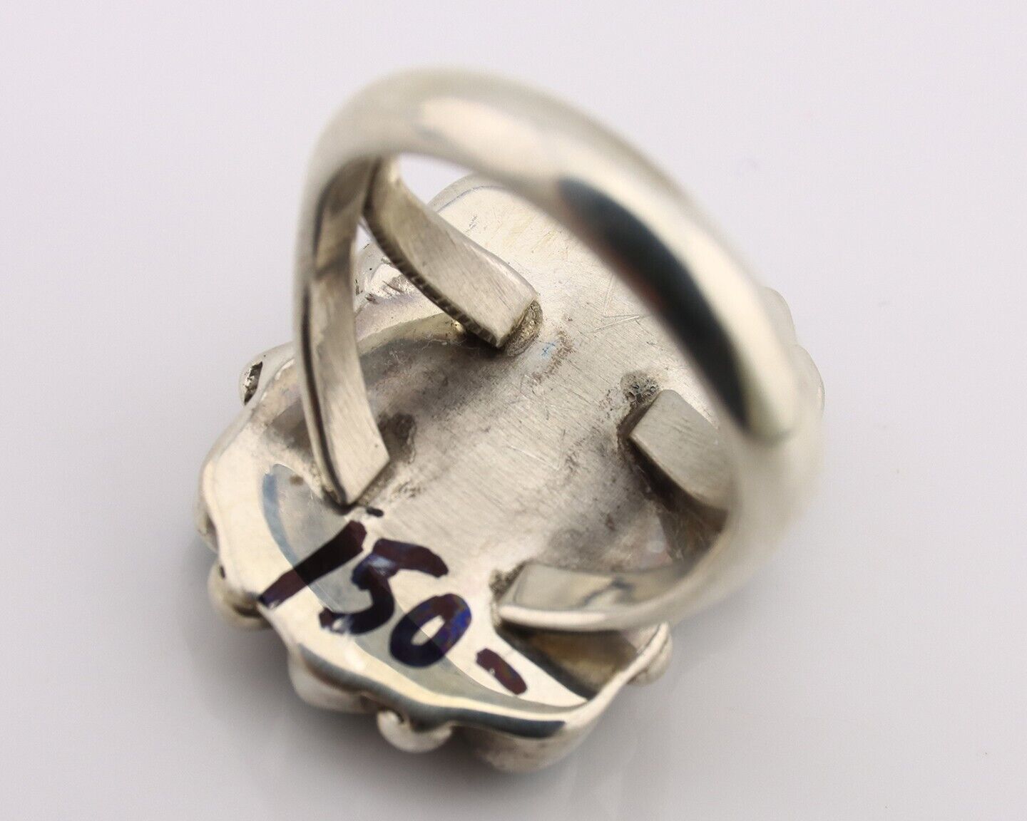 Navajo Ring .925 Silver Natural Blue Turquoise Native American Artist C.80's