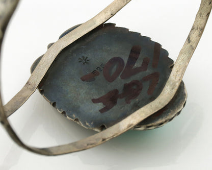 Navajo Bracelet .925 Silver Powder Blue Natural Turquoise Signed Sun C.80's