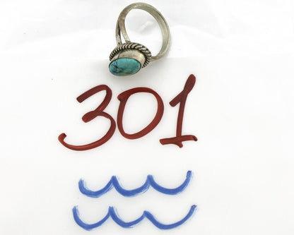 Navajo Ring 925 Silver Spiderweb Turquoise Native American Artist C.80's