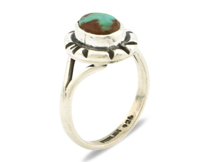 Navajo Ring .925 Silver Kingman Turquoise Artist Signed Gecko C.90's