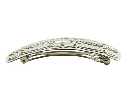 Navajo Hair Clip Barrette .925 Silver Hand Stamped Artist Signed Harold Tom C80s