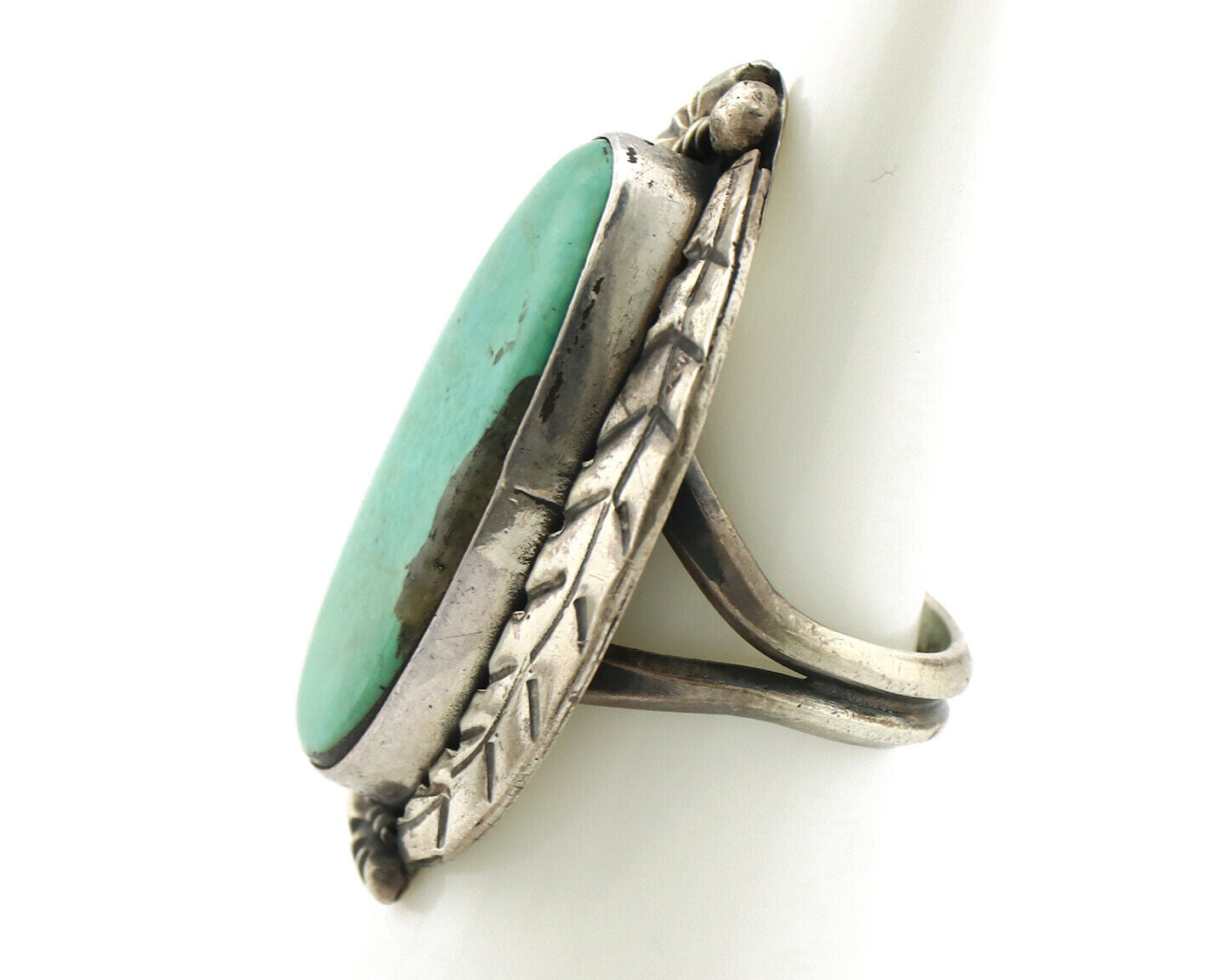 Navajo Ring 925 Silver Castle Dome Turquoise Native American Artist C.70's