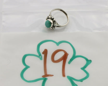 Navajo Ring .925 Silver Kingman Turquoise Artist Signed Gecko C.90's