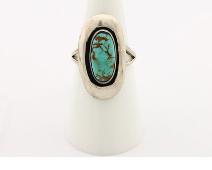 Navajo Ring 925 Silver Natural Blue Turquoise Artist Signed M Montoya C.80's