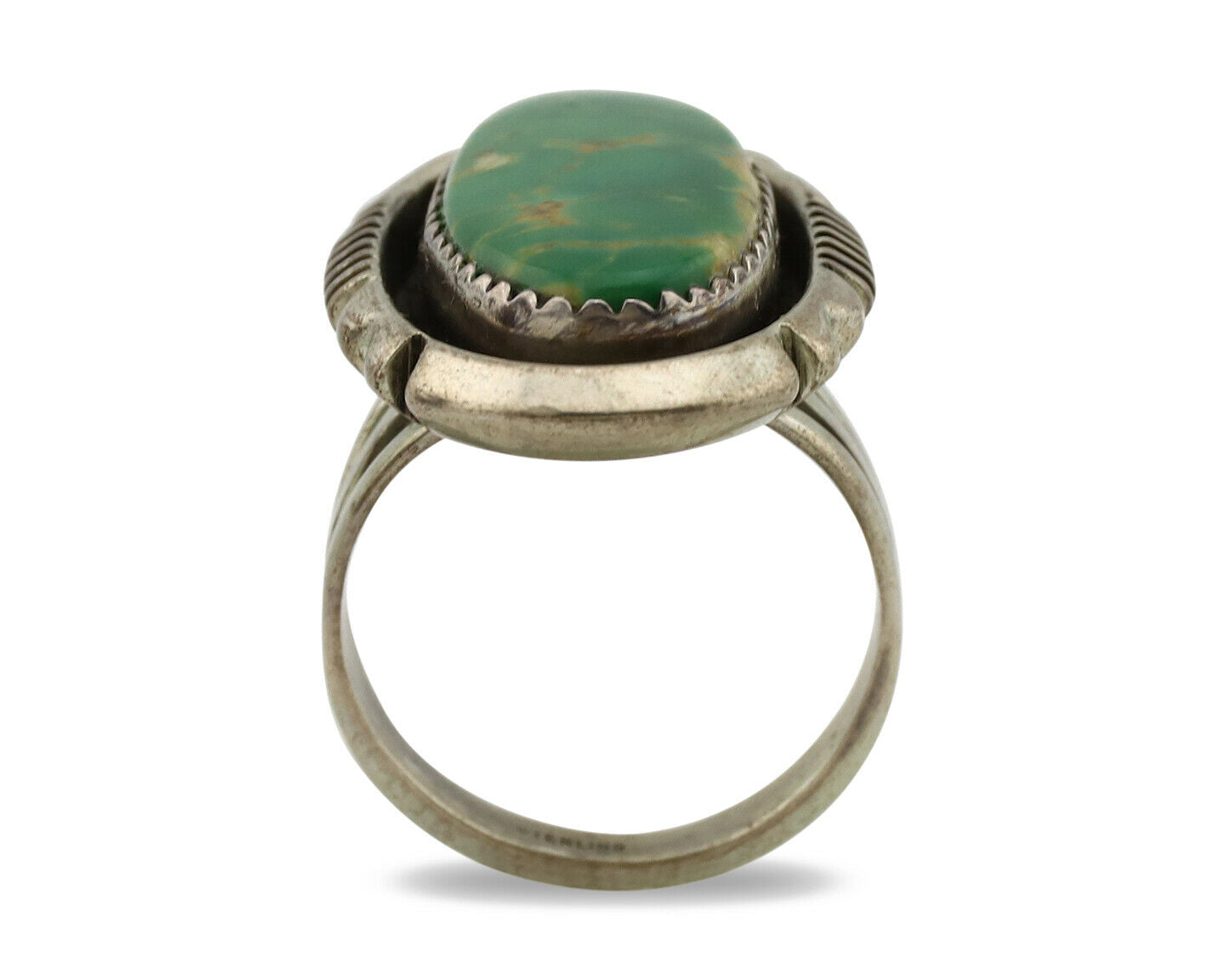 Navajo Ring .925 Silver Kingman Turquoise Artist Signed M Begay C.1980's