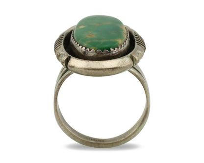 Navajo Ring .925 Silver Kingman Turquoise Artist Signed M Begay C.1980's