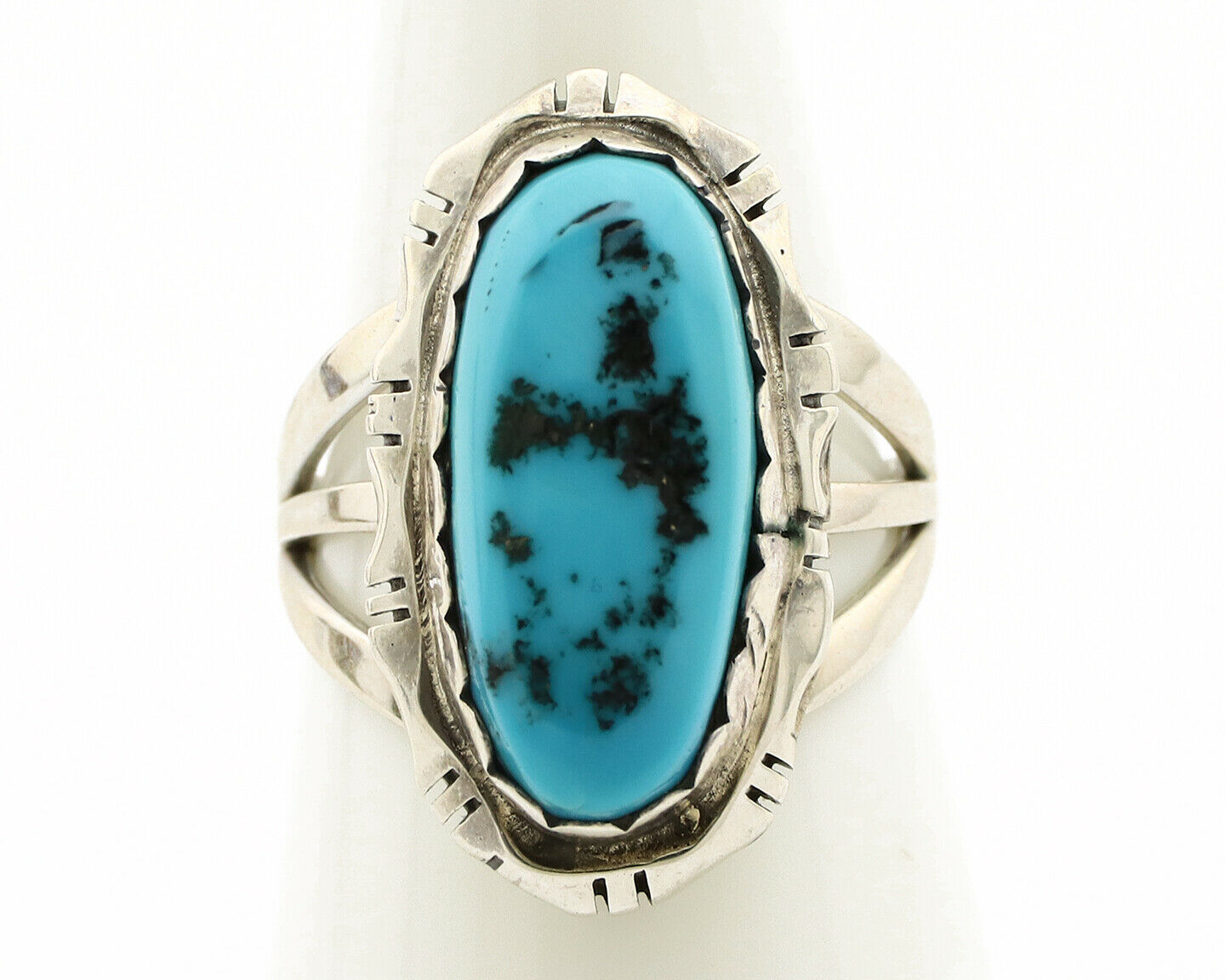 Navajo Ring .925 Silver Natural Blue Turquoise Native Artist C.80's