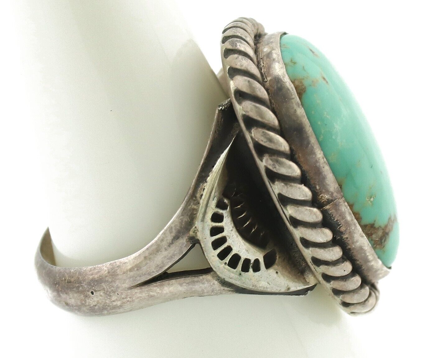 Navajo Ring .925 Silver Natural Blue Turquoise Native American Artist C.80's
