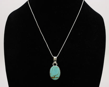 Navajo Necklace .925 Silver Kingman Turquoise Native American Signed C.1980's