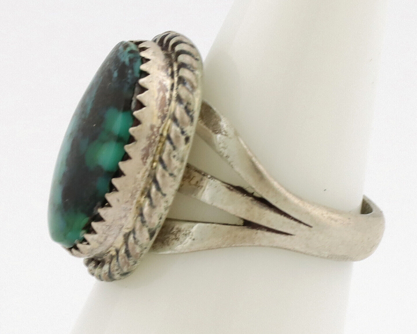 Navajo Ring .925 Silver Natural Turquoise Native American Artist C.1980's