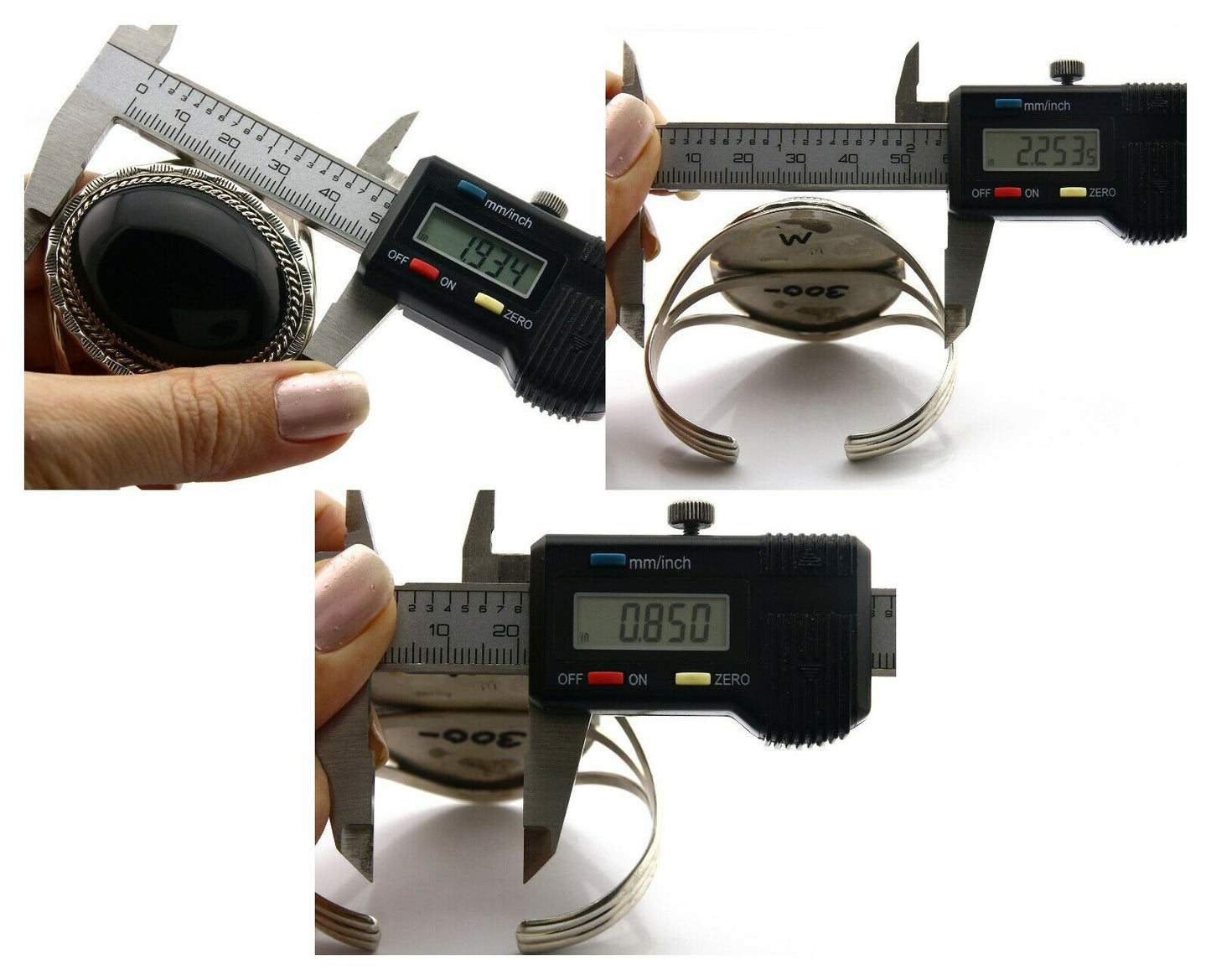 Navajo Bracelet .925 Silver Artist Signed PM Black Onyx C.80's