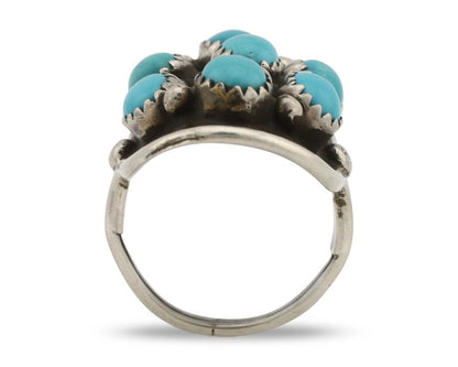 Navajo Ring .925 Silver Natural Blue Turquoise Artist Signed L Henderson C.80's