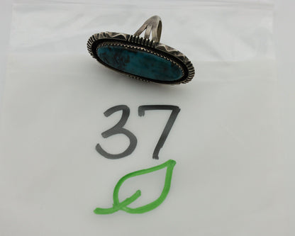 Navajo Ring .925 Silver Spiderweb Turquoise Artist Signed Begay C.1980's