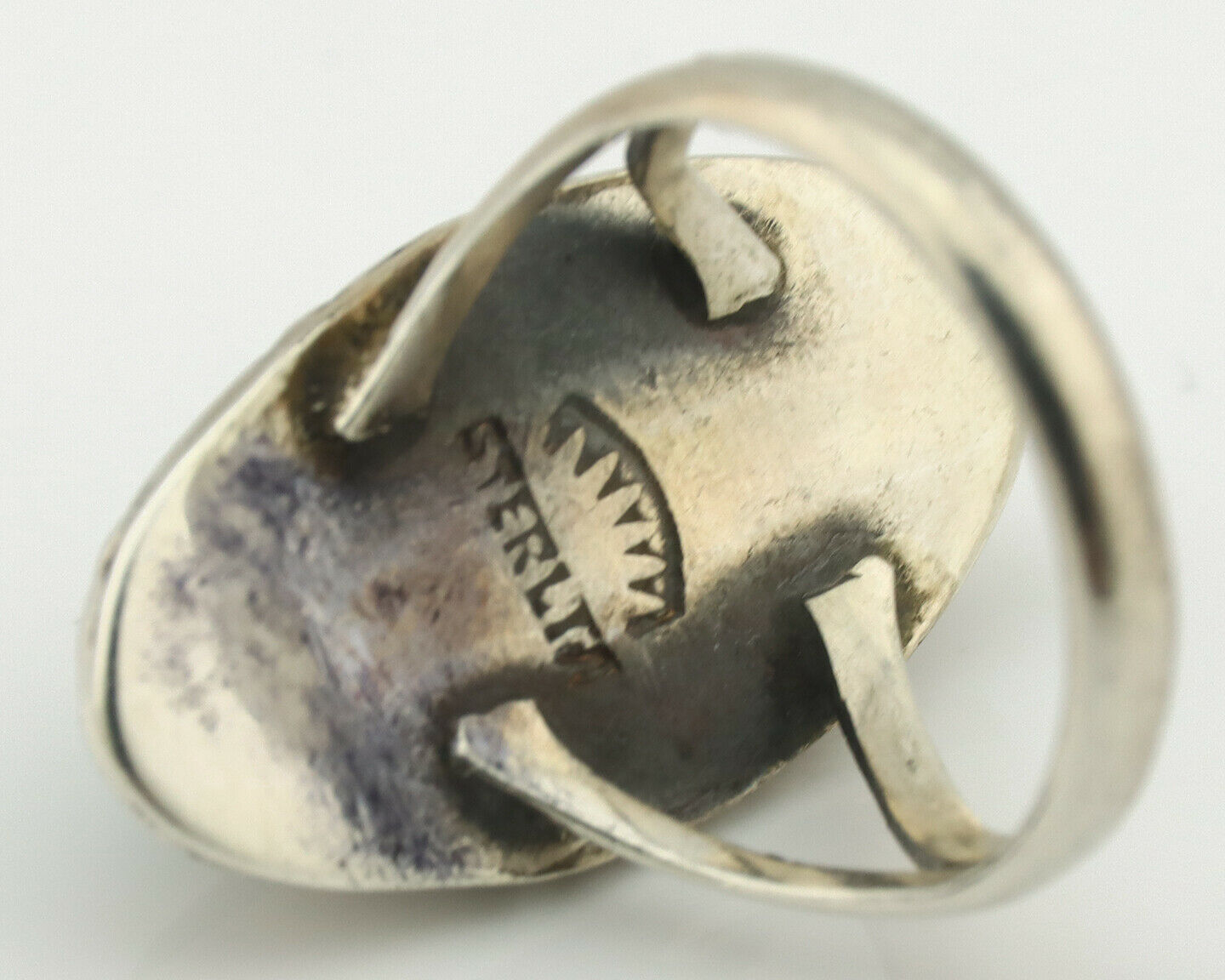 Navajo Ring .925 Silver Natural Turquoise Artist Signed Native American C.80's