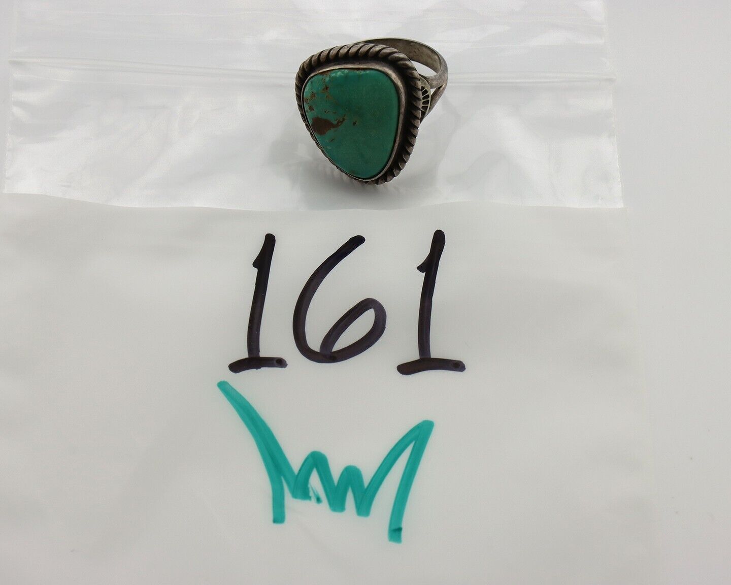 Navajo Handmade Ring 925 Silver Blue Turquoise Signed Native Artist C.80's