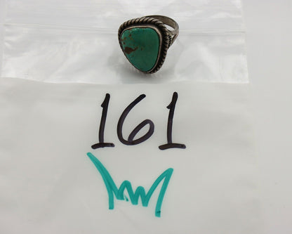 Navajo Handmade Ring 925 Silver Blue Turquoise Signed Native Artist C.80's