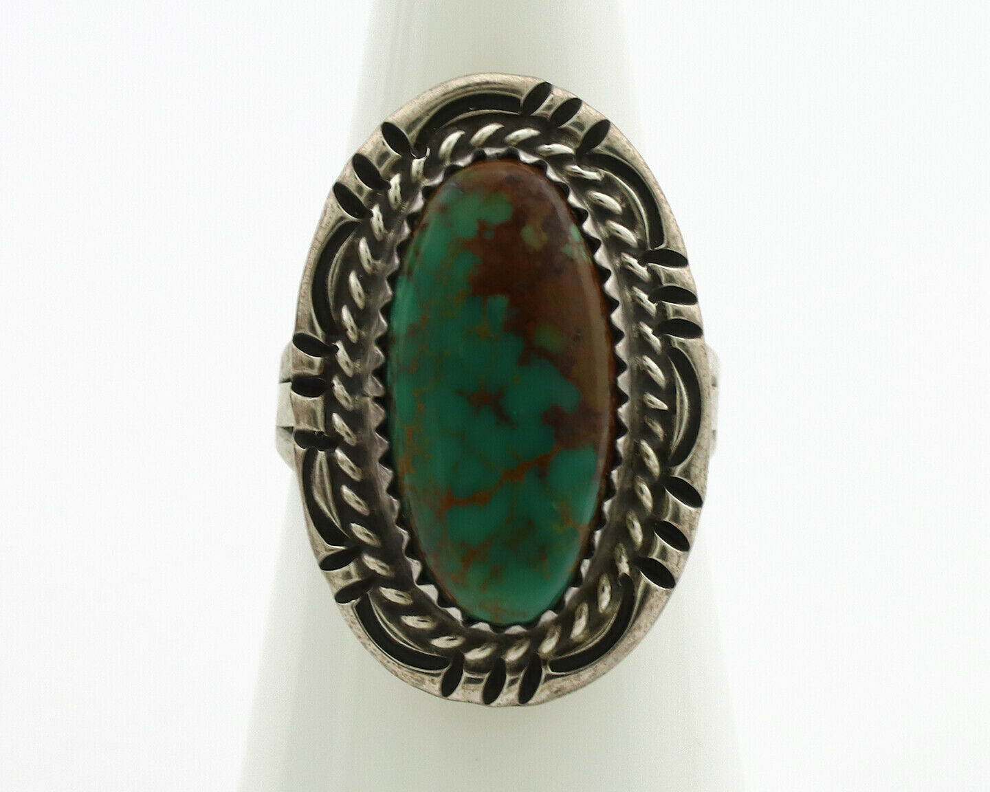 Navajo Ring .925 Silver Kingman Turquoise Native American Artist C.1980's