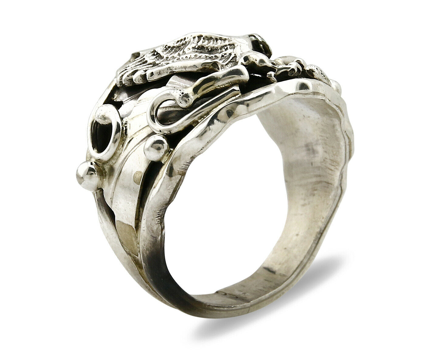 Navajo Eagle Ring .925 SOLID Silver Handmade Signed Artist S Circa 1980's