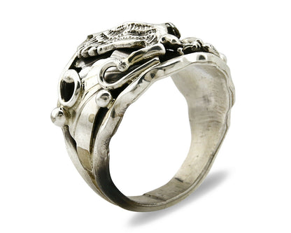 Navajo Eagle Ring .925 SOLID Silver Handmade Signed Artist S Circa 1980's