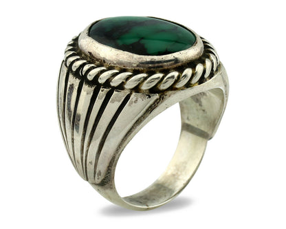 Navajo Ring .925 Silver Green Turquoise Artist Signed C Montoya C.80's