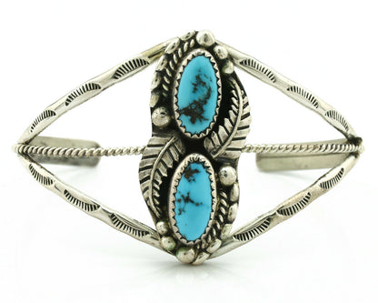 Navajo Bracelet .925 Silver Blue Turquoise Artist Signed SC C.80's