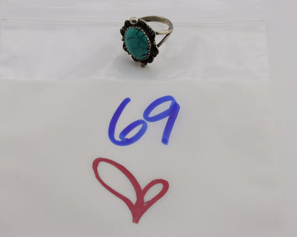 Navajo Ring .925 Silver Spiderweb Turquoise Artist Signed TALHAT C.80's