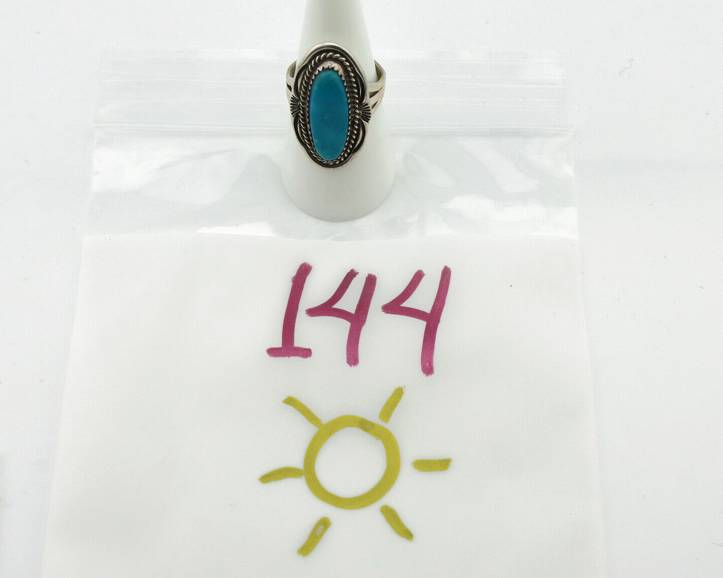Navajo Ring 925 Silver Southwest Blue Turquoise Artist Signed Begay C.80's